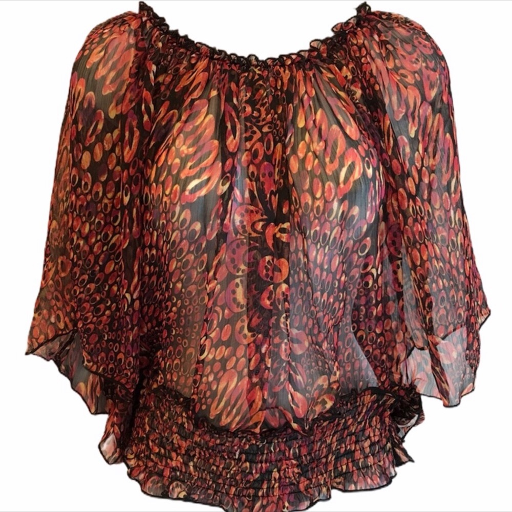 Ultra Pink Sheer On/Off Shoulder Top NWT